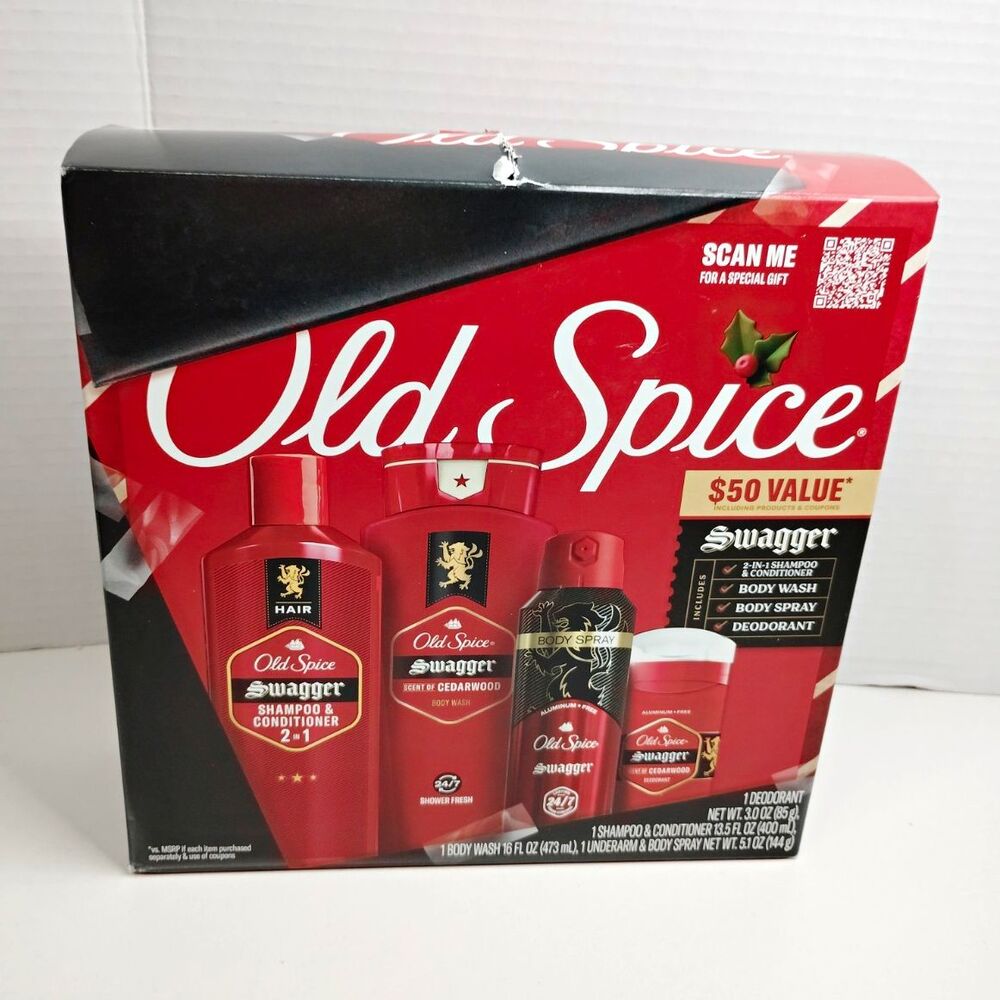 Old Spice Swagger Cedarwood Men's Gift Set 2-in-1 Wash/Spray/Deodorant 37.6 oz